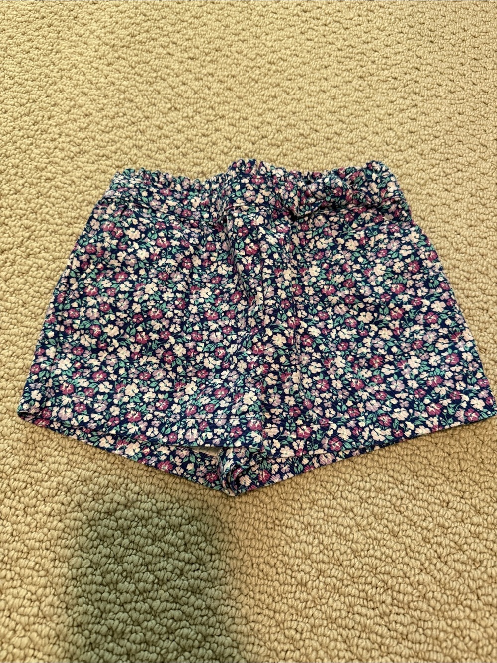 EUC Janie and Jack Navy Floral Shorts with Pink & White Flowers